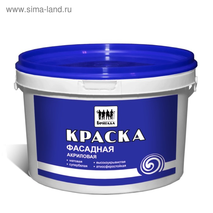 Краска фасадная ВДАК &laquo;Бригада&raquo; белая, матовая 14кг