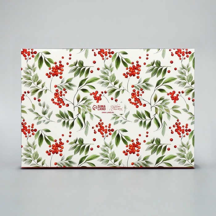 Коробка для капкейков складная с двусторонним нанесением &laquo;Снегири&raquo;, 25 х 17 х 10 см, Новый год