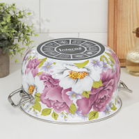 Кастрюля эмалированная &laquo;Пион&raquo;, 5.1 л, стеклянная крышка, индукция