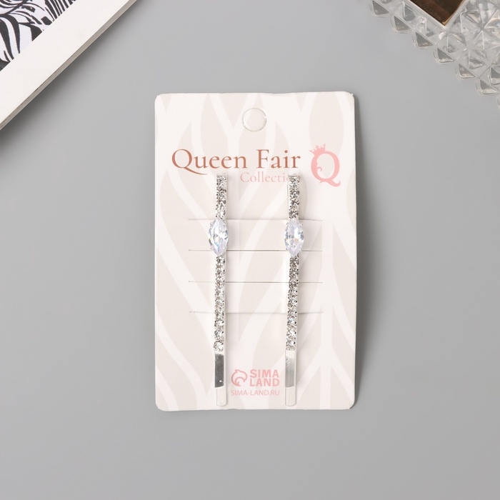 Невидимка для волос &laquo;Беат&raquo; (набор 2 шт) лепесток, 6 см, серебро