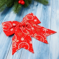 Украшение ёлочное "Бант классика Снеговик" (набор 2 шт) 15х13 см, красный Украшение ёлочное "Бант классика Снеговик" (набор 2 шт) 15х13 см, красный