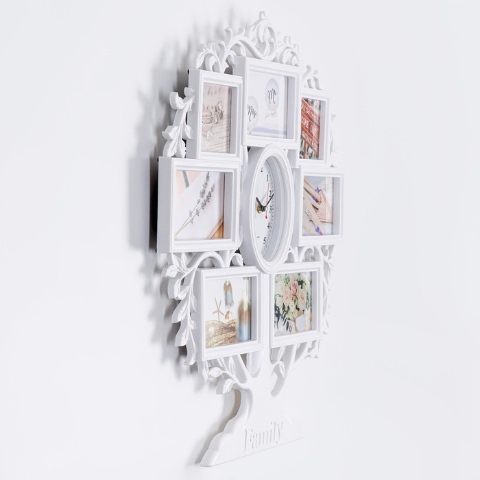Часы настенные интерьерные, фоторамка - коллаж Часы настенные интерьерные, фоторамка - коллаж "Family", бесшумные, 51.5 х 60.5 см, АА