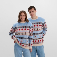 Новый год. Джемпер вязаный KAFTAN Scandinavia размер 50, голубой Новый год. Джемпер вязаный KAFTAN Scandinavia размер 50, голубой