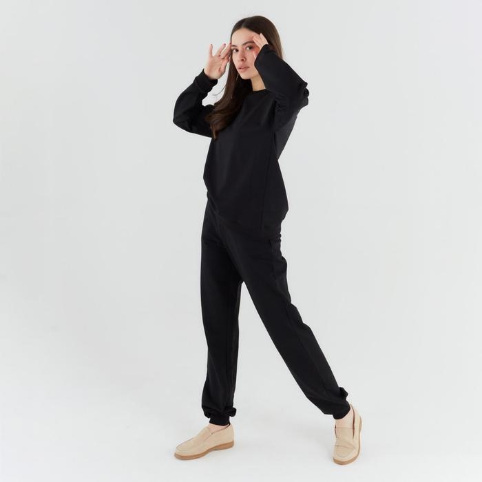 Костюм женский (свитшот, брюки) MINAKU: Casual Collection цвет чёрный, размер 42 Костюм женский (свитшот, брюки) MINAKU: Casual Collection цвет чёрный, размер 42