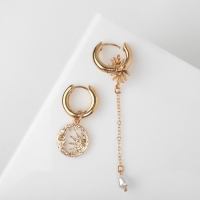 Серьги со съёмным элементом &laquo;Трансформер&raquo; солнце, цвет белый в золоте