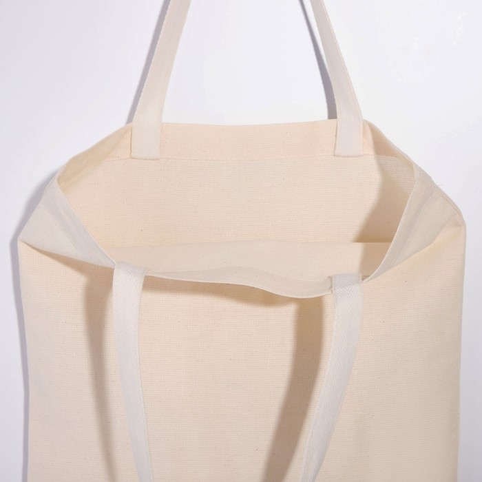 Шопер однотонный, 35 х 0.5 х 40 см, двунитка, без подклада, бежевый