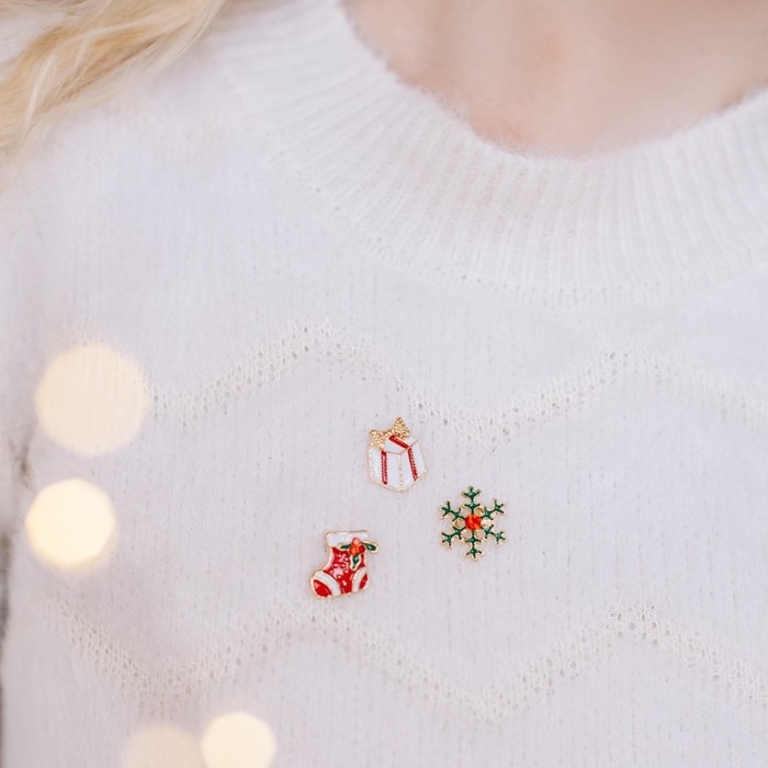 Новый год! Значок "Новогодняя сказка" форма МИКС, цвет МИКС (неделимая фас.12шт, цена за шт)