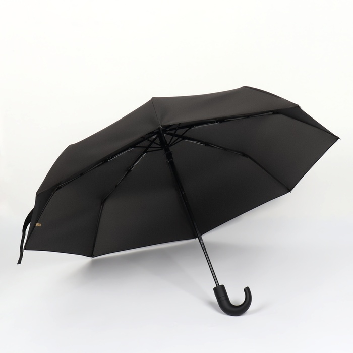 Зонт автоматический &laquo;Однотон&raquo;, 3 сложения, 8 спиц, R = 48/55 см, D = 110 см, цвет чёрный
