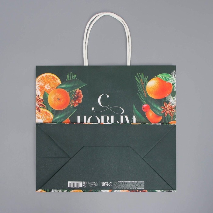 Пакет подарочный новогодний крафтовый &laquo;Новогодняя суета&raquo;, 25 х 22 х 12 см, Новый год