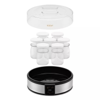Йогуртница Kitfort КТ-6363, 20 Вт, 180 мл, 7 ёмкостей, стекло, серебристо-чёрная