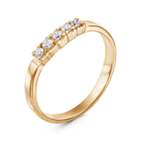 Кольцо &laquo;Дорожка&raquo; одинарная, розовое золочение, 17 размер