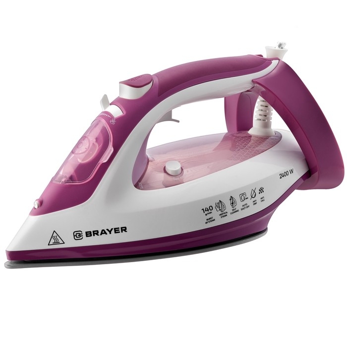 Утюг BRAYER 4006BR, 2400 Вт, 280 мл, керамическая подошва, 25 г/мин, 280 мл, бело-розовый Утюг BRAYER 4006BR, 2400 Вт, 280 мл, керамическая подошва, 25 г/мин, 280 мл, бело-розовый