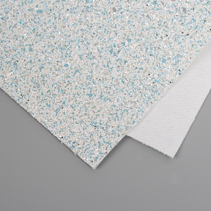 Лист для творчества иск.кожа Лист для творчества иск.кожа "Блёстки" бело-голубой лист 33х20 см толщина 1,6 мм