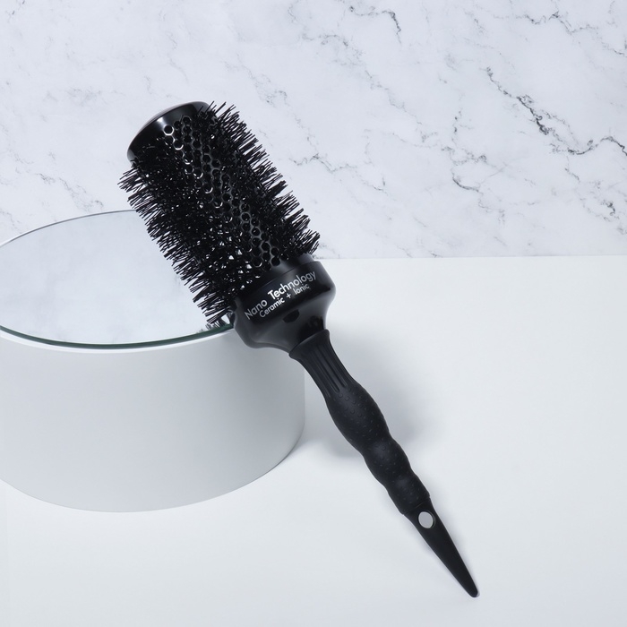 Брашинг &laquo;Premium&raquo;, вентилируемый, прорезиненная ручка, d = 5,3/7 &times; 28,7 см, цвет чёрный