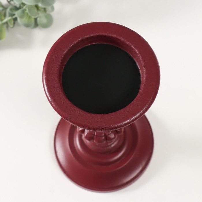 Подсвечник дерево на 1 свечу "Версаль" бордо 12,5х12,5х22,8 см