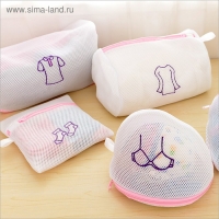 Мешок для стирки бюстгальтеров Доляна, 18&times;18&times;17 см, трёхслойный, крупная сетка, белый