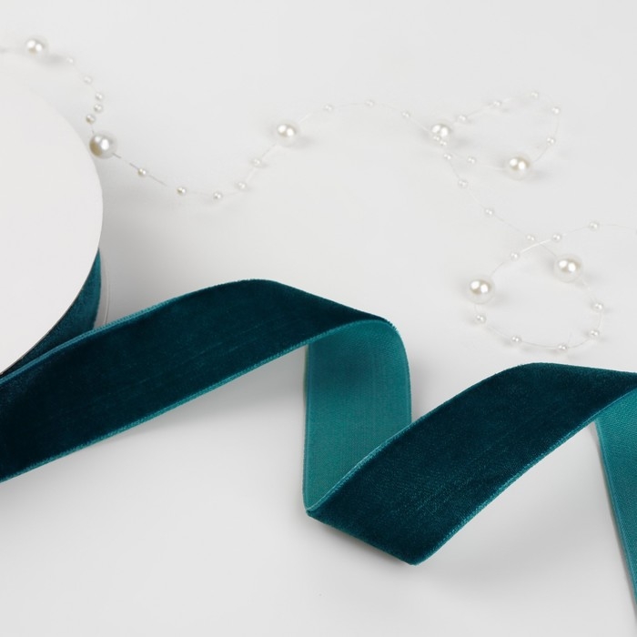 Лента бархатная, 25 мм, 18 &plusmn; 1 м, цвет изумрудный №72