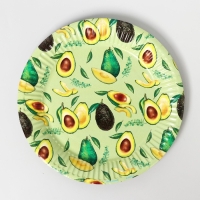Набор бумажной посуды одноразовый Авокадо&raquo;, 6 тарелок, 6 стаканов, 1 гирлянда