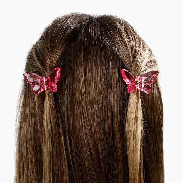 Краб для волос в форме бабочек &laquo;Lovely girl&raquo;, 2 шт., 4 х 3 х 2.5 см