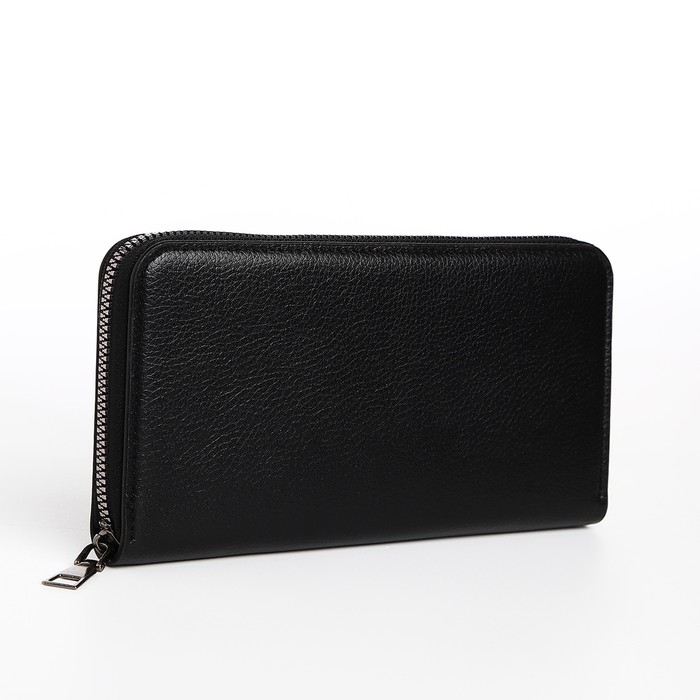 Портмоне мужское на молнии, отдел для купюр, для карт, для монет, цвет чёрный Портмоне мужское на молнии, отдел для купюр, для карт, для монет, цвет чёрный