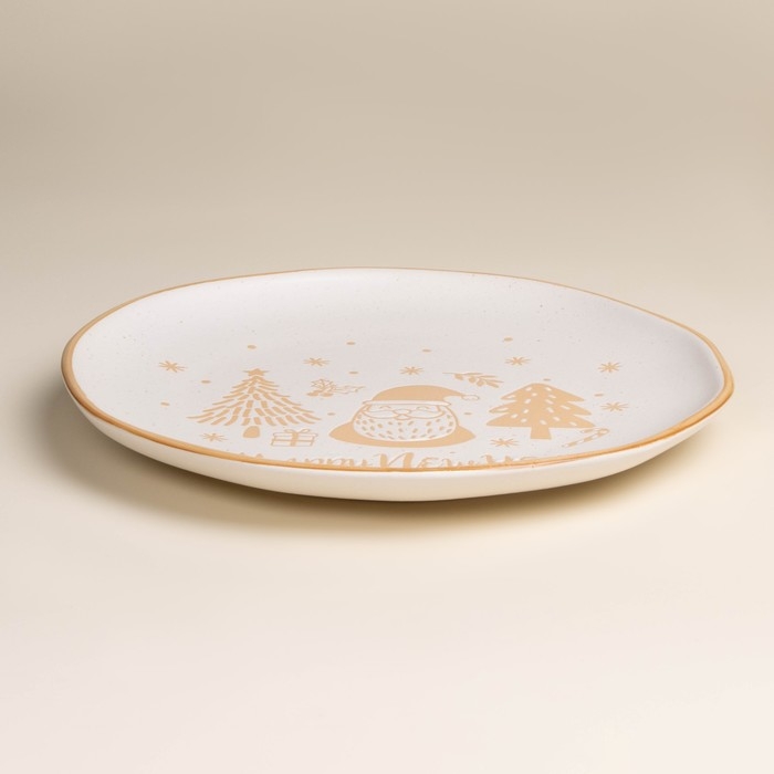 Тарелка новогодняя SL Home &laquo;С Новым Годом&raquo;, d=27 см, керамика, цвет белый