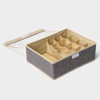 Органайзер для хранения белья Доляна &laquo;Тео&raquo;, 13 ячеек, с прозрачной крышкой, 32&times;23&times;12 см, цвет серый