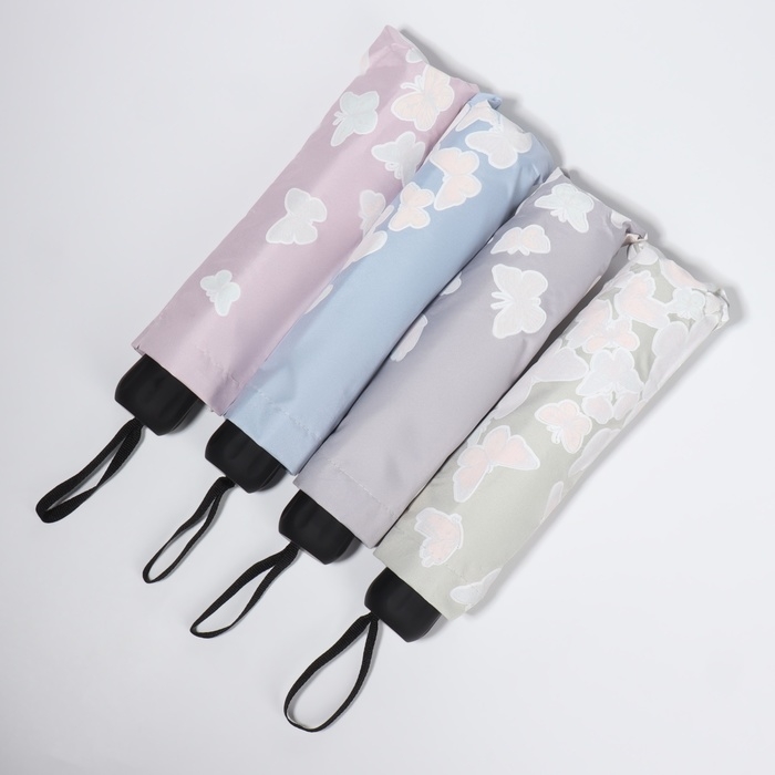 Зонт механический &laquo;Бабочки&raquo;, с проявляющимся рисунком, эпонж, 4 сложения, 8 спиц, R = 49/55 см, D = 110 см, цвет МИКС