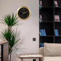 Часы настенные, серия: Классика, дискретный ход, d-29 см, золотистый обод