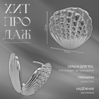 Серьги металл &laquo;Аккорд&raquo; ракушка, лучи, цвет серебро