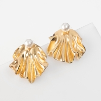 Серьги с жемчугом &laquo;Жемчуг&raquo; ракушка, немо, цвет золото