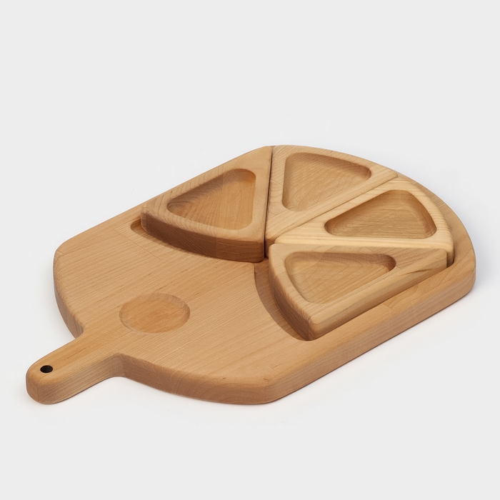 Подарочный набор деревянной посуды Adelica &laquo;Сырная мозайка&raquo;, доска разделочная 35&times;22 см, менажницы 4 шт, 12,5&times;9 см, берёза