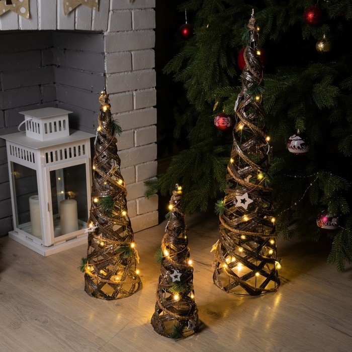 Светодиодная фигура «Конусы плетёные» 40, 60, 80 см, текстиль, металл, батарейки ААх2 (не в комплекте), свечение тёплое белое Светодиодная фигура «Конусы плетёные» 40, 60, 80 см, текстиль, металл, батарейки ААх2 (не в комплекте), свечение тёплое белое