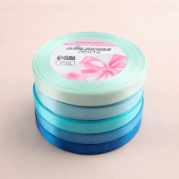 Набор атласных лент, 5 шт, размер 1 ленты: 10 мм &times; 23 &plusmn; 1 м, цвет синий спектр