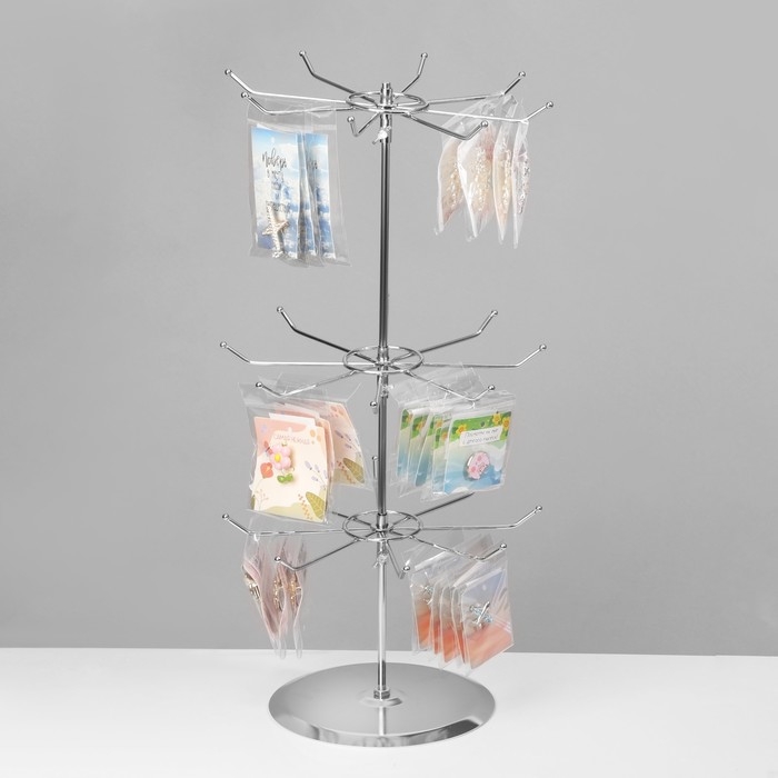 Вертушка, 3 яруса по 8 крючков, 27,5×27,5×55, цвет хром Вертушка, 3 яруса по 8 крючков, 27,5×27,5×55, цвет хром