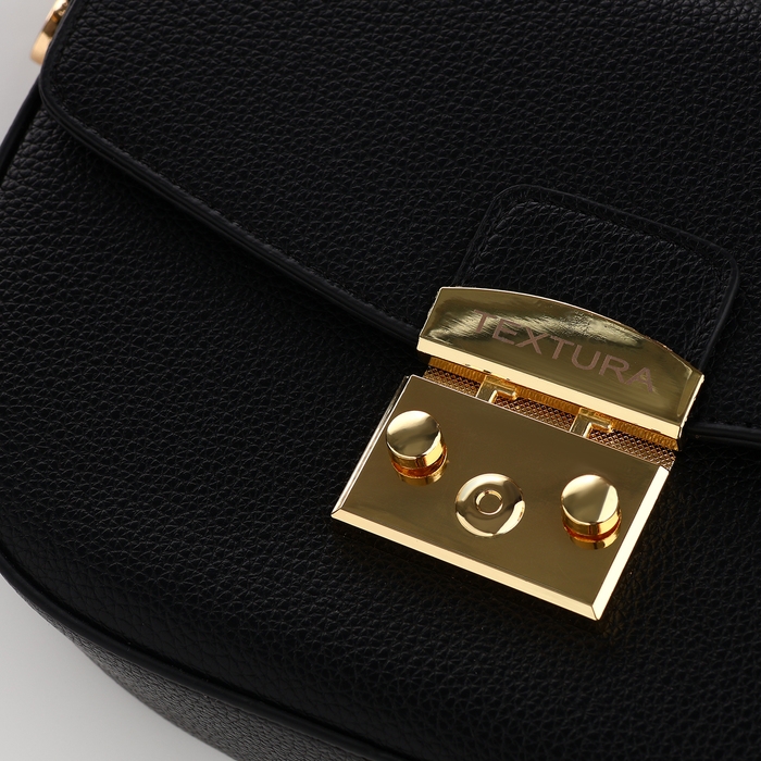 Сумка женская на клапане, TEXTURA, маленький размер, цвет чёрный Сумка женская на клапане, TEXTURA, маленький размер, цвет чёрный