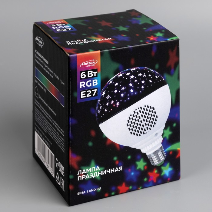 Световой прибор &laquo;Праздничная лампа&raquo; 11 см, Е27, динамик, пульт ДУ, свечение RGB