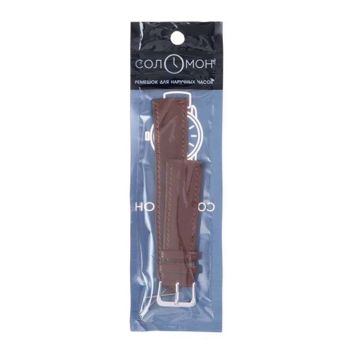 Ремешок для часов "Соломон", 20 мм, натуральная кожа, l-20 см, коричневый