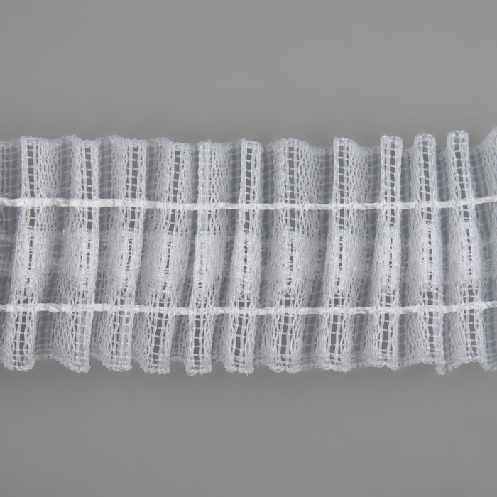 Шторная лента классическая, органза, 2,5 см, 100 &plusmn; 1 м, цвет прозрачный/белый