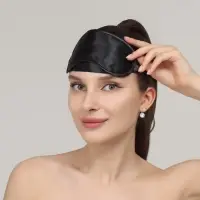 Маска для сна, сатиновая, с носиком, двойная резинка, 19&times;8.5 см, чёрная