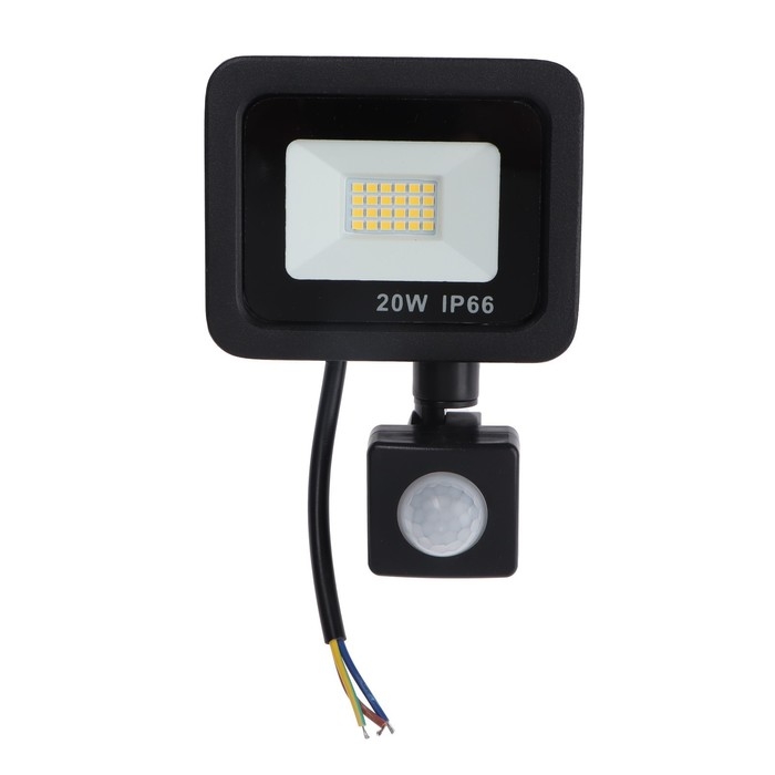 Прожектор светодиодный, 20 Вт, 1800 Лм, 4000К, Датчик движения, IP66 Прожектор светодиодный, 20 Вт, 1800 Лм, 4000К, Датчик движения, IP66