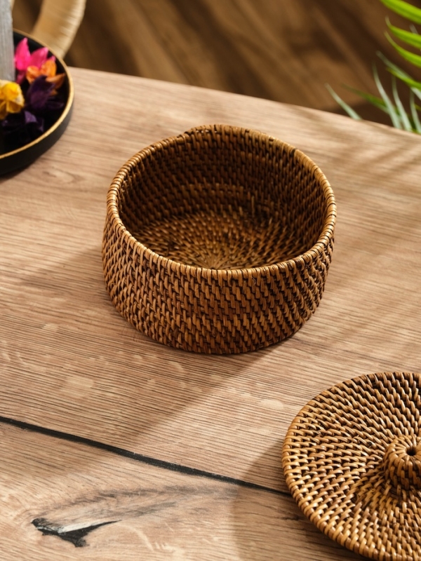 Корзинка плетеная ротанг, 12х12х8 см Корзинка плетеная ротанг, 12х12х8 см