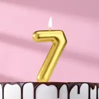 Свеча в торт &laquo;Европейская&raquo;, цифра 7, 6 см, золото