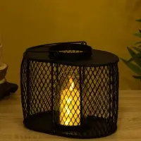 Подсвечник фонарь со стеклянной колбой 19,5х23х15,5 см, d 10 см, металл, цв. чёрный