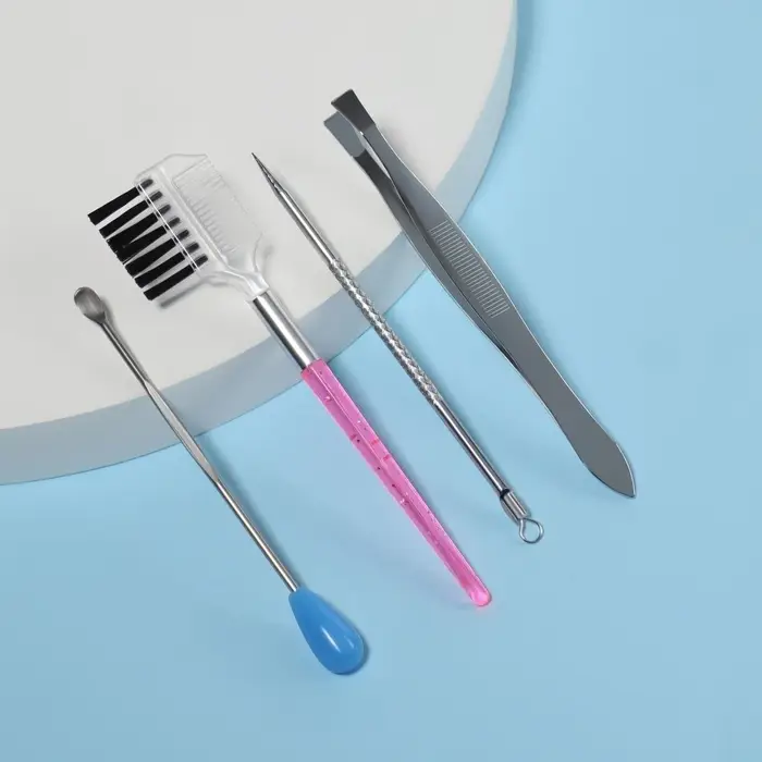 Набор косметологический, 4 предмета, серебристый