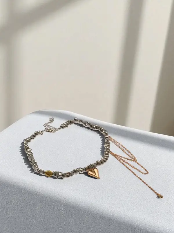 Колье "Сердце" водопад, цветной