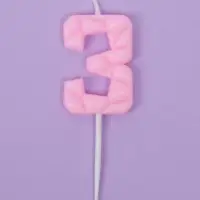Свеча для торта &laquo;Цифра 3&raquo;, светло-розовая