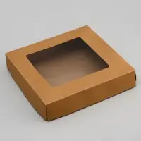 Коробка складная, с окном крафт, 20&times;20&times;4 см