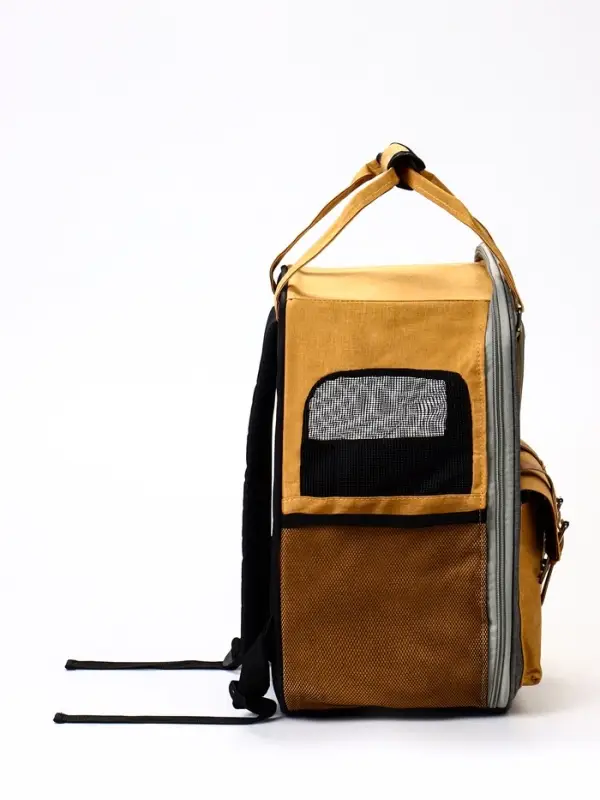 Рюкзак-переноска для кошек и собак, 30 х 21 х 41 см, серо-жёлтый