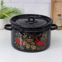 Кастрюля эмалированная &laquo;Рябина&raquo;, 7 л, цвет черный