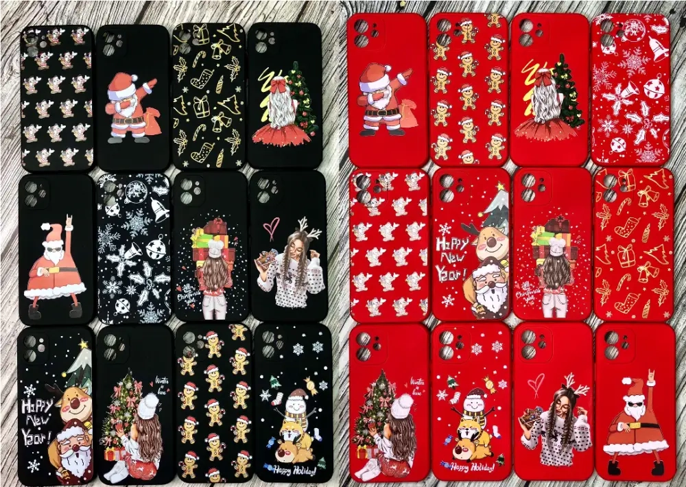 Чехол iPh 12 Silicone WS с принтами Новый год